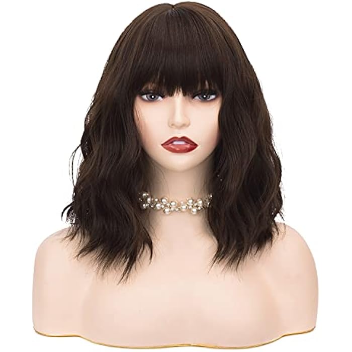 DILLARDS Tsnomore Dark Brown Wig With Bangs Shoulder-Length Wig For Women Halloween Costume Praty Cosplay Wig (Color-2) - Image 3